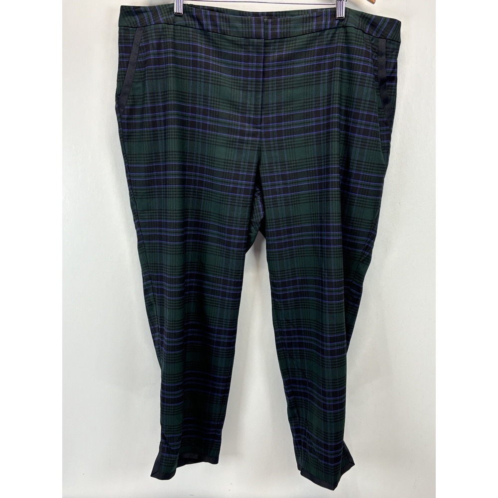 NEW! Talbots Black Watch Tartan Pants Sz 24W Women's Plus Plaid Wool Blend